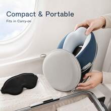 Juego de 2 piezas de almohada de viaje con memoria de espuma en forma de U y antifaz, portátil para avión, tren, siesta en la oficina, almohada de soporte para el cuello de lenta recuperación - Juego de 2 piezas - Ver 2