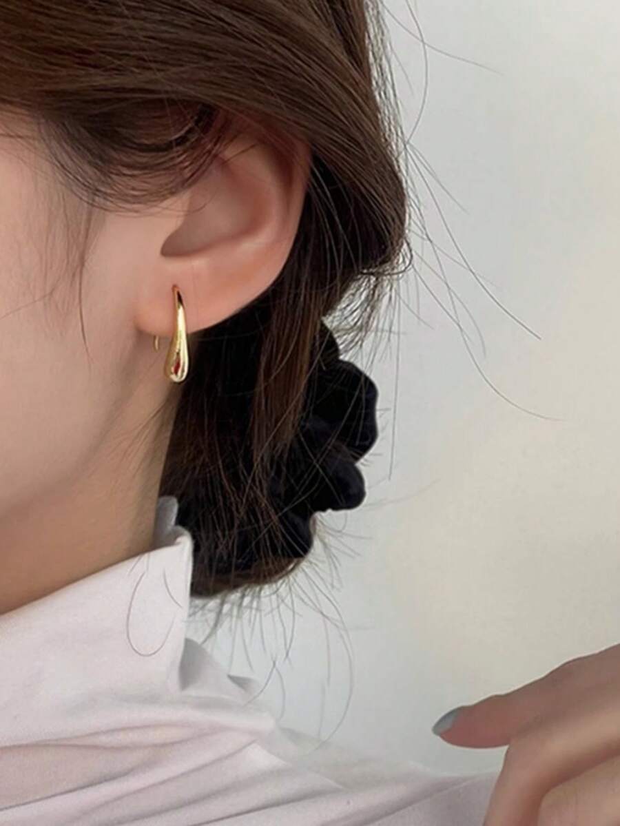 Khuyên tai hình giọt nước nhỏ nhắn, móc khuyên tai thời trang, thanh lịch, tối giản dành cho nữ. - Hoa tai hình giọt nước - Xem 1