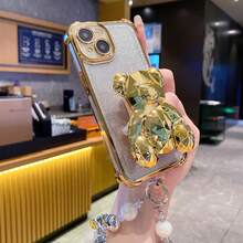Ốp điện thoại kèm giá đỡ + dây xích + dây đeo cổ tay, tương thích với iPhone 17 Pro Max/16 Pro Max/15 Pro Max/14 Pro Max/13 Pro Max/12 Pro Max/11 Pro Max/XS Max/7/8 Plus, S26/25/24/32/1u, Honor. - Vàng - Xem 2