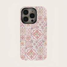 Funda de teléfono con patrón de color rosa retro compatible con iPhone 17, 16, 15, 14 Pro Max Plus, 13, 12, 11 - Rosa - Ver 1