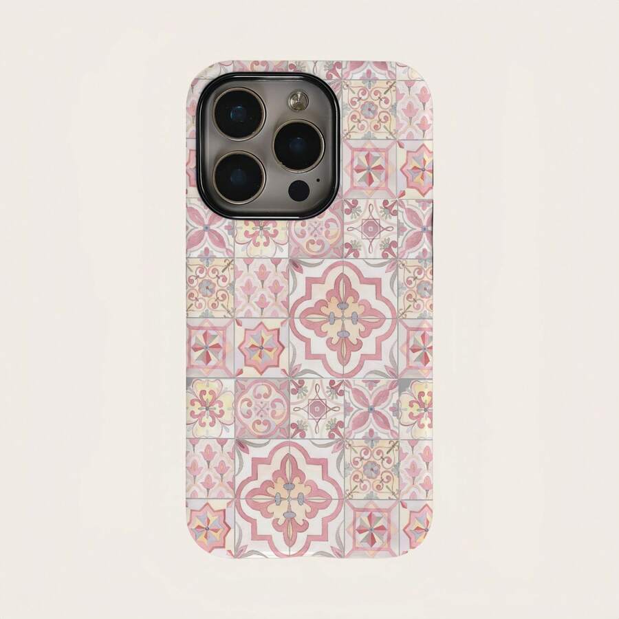 Funda de teléfono con patrón de color rosa retro compatible con iPhone 17, 16, 15, 14 Pro Max Plus, 13, 12, 11 - Rosa - Ver 1