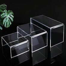 3/5 piezas Soportes de exhibición de acrílico transparente, estantes de exhibición de pasteles/postres/dulces/figuras, soportes de exhibición rectangulares de varios niveles para colecciones, dulces, figuras, suministros de oficina/dormitorio, decoración del hogar, artículos de cocina, regalos de Navidad - transparente - Ver 7