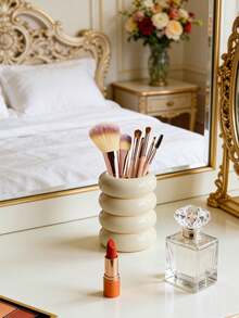 1pc Stacked Donut Shaped Makeup Brush Holder, Suitable For Vanity, Countertop, Dresser, Bathroom, Stylish Decorative Storage Container For Makeup Brushes, Pencils, And Beauty Products - Multicolor 1 - View 7