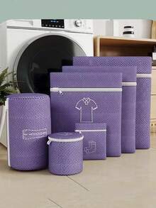 6Pcs Assorted Laundry Mesh Bags, Embroidered Lingerie & Sweater Wash Bags, Washing Machine Protective Bag Set For Delicate Clothes, Bra Storage Organizer, Home Essentials - View 16