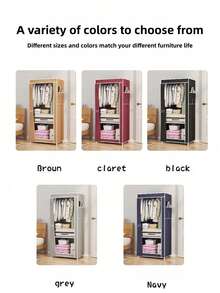 Multi-Tier Storage Rack Wardrobe, Large Storage Space, Spacious Hanging Space, Sturdy Frame, Easy Assembly, Space-Saving, Suitable For Bedroom And Home Use. - Multicolor - View 8