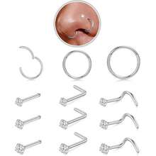 4 chiếc khuyên mũi mạ vàng 14k, trọng lượng 20g, đá CZ tròn 1.5-3mm, kiểu dáng chữ L có ren vặn. - 12 đồng bạc - Xem 1