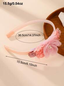1pc Fashionable Countryside Vacation Style Faux Flower Headband, Daily & Holiday Accessory Gift For Girls - Pink - View 4