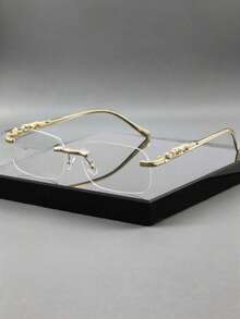 1pc Fashionable Unframed Men's Leopard Print Decorative Glasses, Elegant Decor Suitable For Daily Wear - Gold - View 8