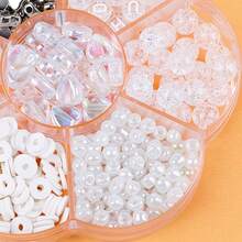 Khoảng 345 hạt/hộp, bộ dụng cụ làm trang sức gồm hạt acrylic nứt và hạt chữ cái, 7 kiểu hạt khác nhau, thích hợp để tự làm vòng tay tình bạn, vòng cổ, bông tai, mặt dây chuyền điện thoại và các sản phẩm thủ công khác. - Nhiều màu - Xem 8
