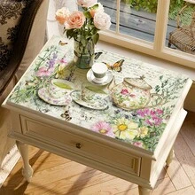 1 件装花卉图案吸水垫/沥水垫，适用于咖啡机、餐具 - 涤纶吸水桌面保护垫，带橡胶防滑垫，可用于厨房台面装饰、家庭酒吧和餐桌 - 彩色 - 查看 3