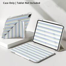 Acrylic Crystal Tablet Protective Case With Stand, Colorful Striped Pattern, Compatible With Popular Models Like, Apple, Honor, Etc. Foldable, Silicone Reinforced Corners, Auto Wake/Sleep Function, Pen Slot, Multi-Angle Adjustable Stand - Perfect Daily Protection, Great Gift - Multicolor - View 8