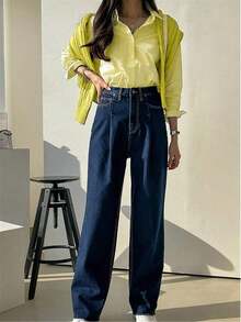 Lindo cárdigan de manga larga con botones y rayas azules, blusa/parte superior casual elegante vintage para mujer, adecuado para primavera/verano, días festivos/Día de San Valentín - blanco amarillento - Ver 7
