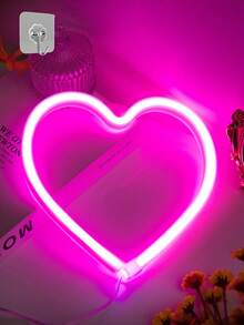 1件裝心形LOVE霓虹燈附掛鉤，USB與電池雙供電，居家牆面臥室裝飾，適用派對婚禮裝飾、生日禮物、母親節禮物、婚禮裝飾、生日裝飾、LED小夜燈 - 白殼 - 查看 7