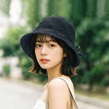 1顶可爱日式双面渔夫帽，带蝴蝶结系带，柔软透气防晒，适合日常、上学、户外活动、度假，清爽百搭，是夏季时尚配饰，也是送给她的礼物，适合海滩、旅行等场合。 - 彩色 - 查看 11
