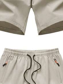 1pc Men's Summer Lightweight Casual Shorts, Fashion Sports Outdoor Running Shorts Unisex Design - Khaki - View 5