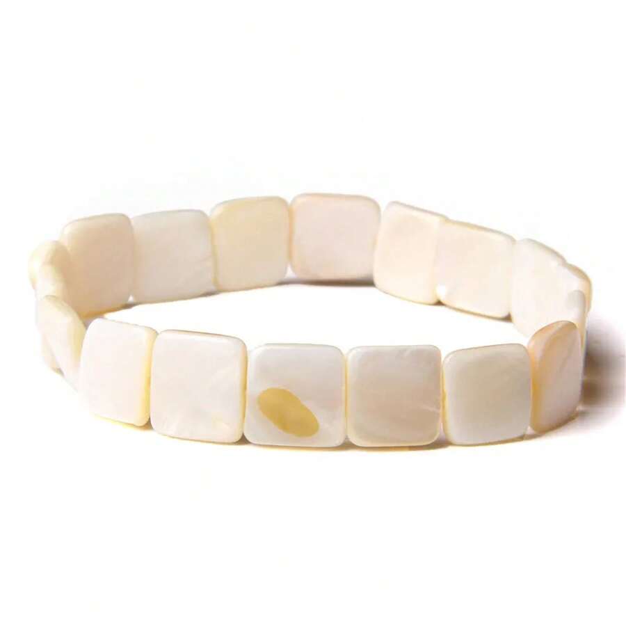 Pulsera cuadrada con cuentas de concha blanca Natural, pulseras de concha de nácar para mujeres y hombres, joyería para fiesta en la playa y el mar de verano - 6 - Ver 1