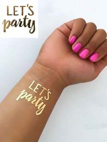 16pcs Bride Tribe Metallic Temporary Tattoos, Bachelorette Party Celebration Tattoos, Suitable For Women & Adults, Bridesmaid Gift, Party Decor, Heart & Kiss Patterns For Valentine's Day - Vàng - Xem 7