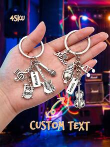 1 pièce Porte-clés personnalisé en métal avec note de musique, texte personnalisé, accessoire de porte-clés musical. Cadeau musical pour femmes, hommes, fille, fils, anniversaire, amateurs de musique, fête des instruments de musique pour adultes, cadeau de porte-clés pour amoureux de la musique pour voiture - Multicolore - Voir 6
