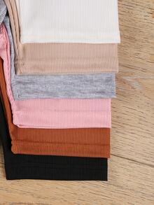 6pcs Girls' Vertical Striped Slim Fit Bermuda Shorts, Soft & Comfortable Minimalist All-Match Everyday Versatile - Multicolor - View 4