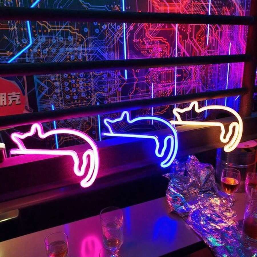 1件裝 睡貓造型 LED 霓虹燈,USB 或電池供電,居家臥室牆面檯面派對婚禮裝飾,生日禮物、母親節禮物、情侶禮物、生日裝飾小夜燈 LED 燈 - 白殼 - 查看 1