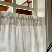 1 chiếc rèm cửa mùa hè mới, chất liệu vải lanh kiểu Pháp cổ điển, có tua rua, kiểu Bohemian Mỹ, rèm nửa cửa/rèm bếp/rèm phòng tắm/rèm quán cà phê, rèm cửa sổ phòng ngủ, rèm phòng khách, lắp đặt dễ dàng bằng thanh treo. - Màu be - Xem 7
