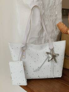 Nuevo bolso de hombro de lujo y versátil con decoración de estrellas para mujer - Multicolor - Ver 16