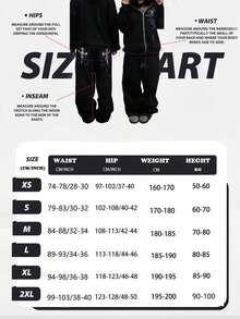 Men's Y2K Casual Loose Fit Skull Embroidered Black Jeans, Streetwear Style, Grunge - Black - View 7