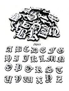 26 Stücke Buchstaben Soft Jelly Schuh Charms, DIY dekorative Accessoires geeignet als Geschenke für Studenten zum Schulanfang, Cut Out Clogs Schuh Blumen Dekoration, vielseitig einsetzbar - Verschiedenfarbig - Übersicht 12