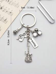 1 pièce Porte-clés personnalisé en métal avec note de musique, texte personnalisé, accessoire de porte-clés musical. Cadeau musical pour femmes, hommes, fille, fils, anniversaire, amateurs de musique, fête des instruments de musique pour adultes, cadeau de porte-clés pour amoureux de la musique pour voiture - Multicolore - Voir 7