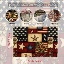 4PCS/6PCS/8PCS Floral Print Vintage American Independence Day Placemats, Star Striped Patriotic Design, Suitable For July 4th Party, Holiday Dinner Table Decor - Multicolor - View 10