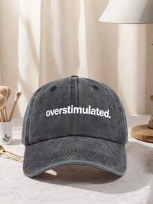 1pc Vintage Washed "Overstimulated" Baseball Cap Adjustable Design, Lightweight And Comfortable To Wear. Ideal For Hiking, Mountaineering, Travel, Sun Protection, And Outdoor Activities. Unisex Casual Streetwear Cap Suitable For All Seasons-Spring, Summer, Fall, And Winter.,Beach,Festival - A - View 13