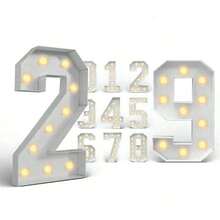 OBOVAY 1 Set Illuminated Mosaic Number Decor, Suitable For Balloons, 73cm/28.7" LED Digital Photo Frame, KT Board, Digits 0-9 Insertable, KT Board Stand, Holiday, Birthday & Christmas Decorative Lights, Birthday Decor (Balloons Not Included) - View 7