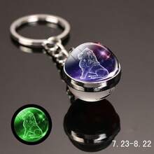 Bộ 12 móc khóa hình cung hoàng đạo phát sáng trong bóng tối, móc khóa đôi dành cho học sinh, móc treo túi xách, quà tặng tốt nghiệp, quả cầu pha lê kim loại. - Nhiều màu - Xem 5