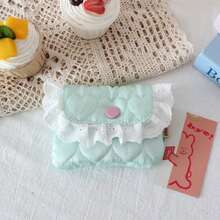 Cute Quilted Coin Purse, High-Quality Lace Trim Card Holder Wallet With Snap Closure - Multicolor - View 7