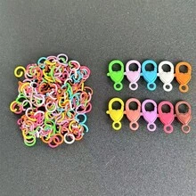 160pcs/Set Mixed Color Key Chain Supplies Kit, Including 150pcs Split Rings And 10pcs Lobster Clasps, Colorful Enameled Heart Shaped Key Chain Set, Loose Key Chain Accessories For Key Chain Production, DIY Crafts, Small Jewelry - 150 Open Loops and 10 Lobster Clasps - View 9