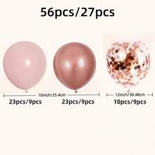 56pcs/27pcs Set 10inch/12inch Soft Pink, Metallic Rose Gold, Rose Gold Foil Sequin Balloons, Latex Balloon Arch Set, Suitable For Wedding Decoration, Birthday Decoration, Baptism, Anniversary, Bachelorette Party, Party Supplies - Multicolor - View 9