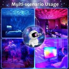 Astronaut Hugging Moon For Galaxy Night Light With 8 Modes, Remote Control & 360° Rotation - USB Powered LED Star Projector For Bedroom Decor, Game Room, Home Theater Ceiling - Perfect For Christmas & Halloween - Colored Light - View 7