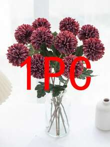 1/12 piezas Bola de crisantemo artificial, bola bordada, decoración de boda, florero para el hogar, adornos, restaurante, sala de estar, dormitorio, arreglo floral de mesita de noche, ramo de novia, flor de muñeca, corsage, materiales de decoración para fiesta de cumpleaños, regalo del Día de San Valentín, decoración de otoño (es normal que si el producto tiene un olor anormal, colóquelo en un lugar ventilado durante 1-3 días, el olor se reducirá) - Burdeos - Ver 13