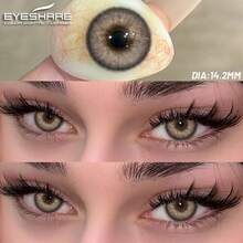 Eyeshare 1 Pair For Eyes Natural Look Gray Eye Lenses Brown Contacts Yearly Disposable - Brown - View 2