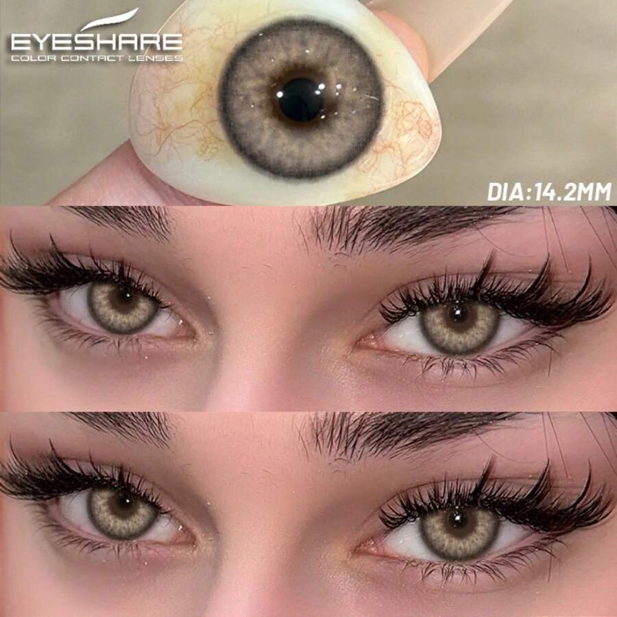 Eyeshare 1 Pair For Eyes Natural Look Gray Eye Lenses Brown Contacts Yearly Disposable