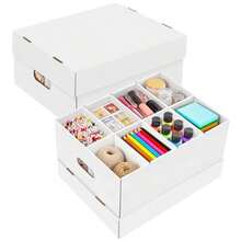 Compartment Storage Box 2 Pack Organizer Box With Dividers Detachable Art Storage Organizer With 8 Compartments Storage Bins With Lids Craft Organizers For Cards Photos Decorations DIY Crafts - 2 Pack - View 7