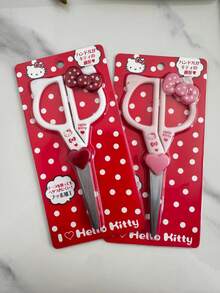SANRIO 1pc Hello Kitty Stainless Steel Scissors, Cute Stationery, Handicraft Scissors, Multi-Purpose Fabric Cutting Scissors Set, Kawaii Craft Supplies, Plastic Material, Bow & Heart Shaped Handle, Suitable For School And Office Use - A - View 9