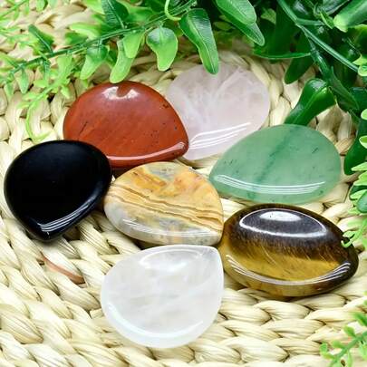 2 piezas de piedras de cristal natural mixtas, piedras pulidas y redondeadas para decoración del hogar y sanación energética