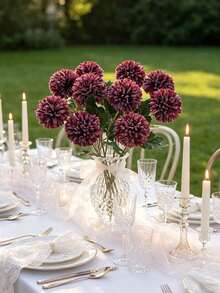 1/12 piezas Bola de crisantemo artificial, bola bordada, decoración de boda, florero para el hogar, adornos, restaurante, sala de estar, dormitorio, arreglo floral de mesita de noche, ramo de novia, flor de muñeca, corsage, materiales de decoración para fiesta de cumpleaños, regalo del Día de San Valentín, decoración de otoño (es normal que si el producto tiene un olor anormal, colóquelo en un lugar ventilado durante 1-3 días, el olor se reducirá) - Burdeos - Ver 11