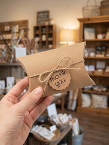 20pcs Kraft Paper Pillow Shaped Gift Boxes, Foldable Jewelry Storage Boxes With Jute Rope, Solid Color Pillow Shaped Gift Packaging Boxes, Suitable For Wedding Birthday Holiday (1/5/10/20pcs) - A - View 7