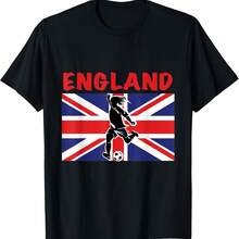 England Flag Football T-Shirt For Men Women - Black - View 1