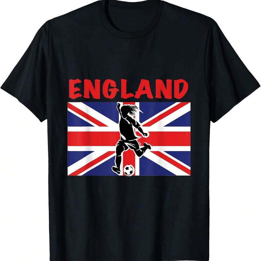 England Flag Football T-Shirt For Men Women - Black - View 1