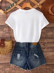 Camiseta de manga corta de talla grande para mujer con estampado de planetas celestes - Cuello redondo, corte holgado, blusa casual, silueta en línea para atuendos informales, top minimalista (lavable a mano) - Camiseta de algodón no cómoda. - Blanco - Ver 2
