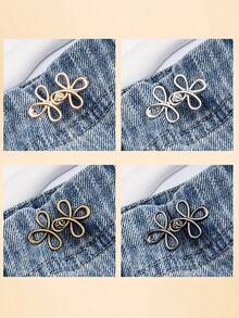 3/1pc Detachable Seamless Buckle-Free Lucky Knot Waist Belt, Practical & Fashionable Multifunctional. Four-Leaf Clover Shaped Metal Waist Buckle, Detachable No Need Nail Or Sew, Suitable For Adjusting And Modifying Waist Of Jeans - Multicolor - View 8