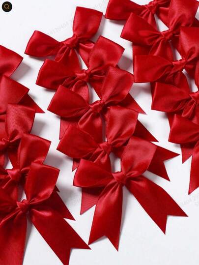 30/50PCS Satin Ribbon Mini Bows Wine Red Bows Suitable For Gift Wrapping Birthday And Wedding Gift Decoration Flower Wrapping Decoration Birthday Party Baking Decoration Gift Wrapping Decoration
